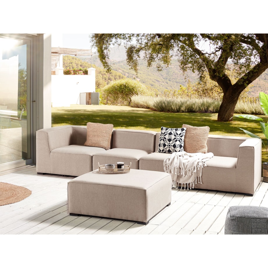 Sofa ogrodowa z otomaną dla 4 osób AREZZO Beżowy Modułowy
