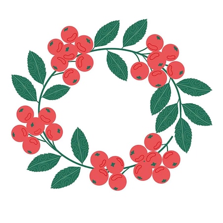 Poduszka świąteczna na krzesło - jarzębinowy wieniec