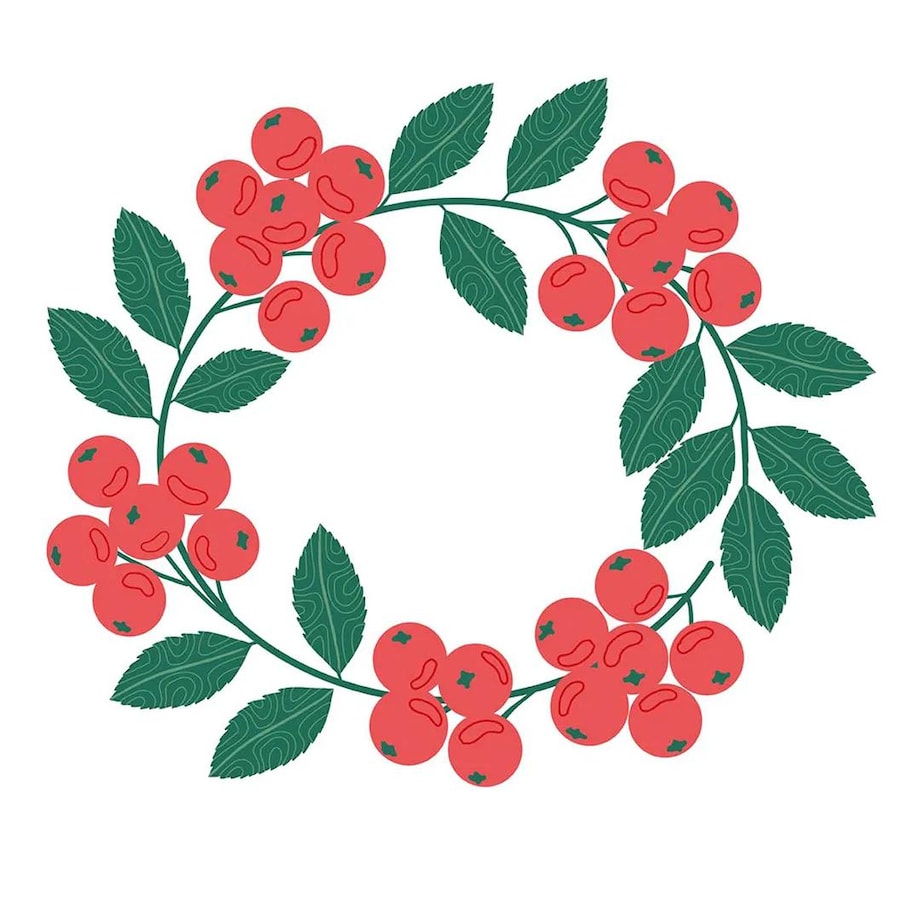 Poduszka świąteczna na krzesło - jarzębinowy wieniec