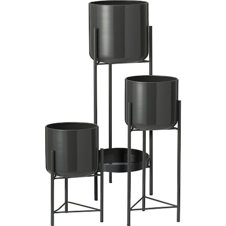 Kwietnik metalowy loftowy z 4 osłonkami 60/45/32x19/17x19/17 cm NARDO-2 antracytowy