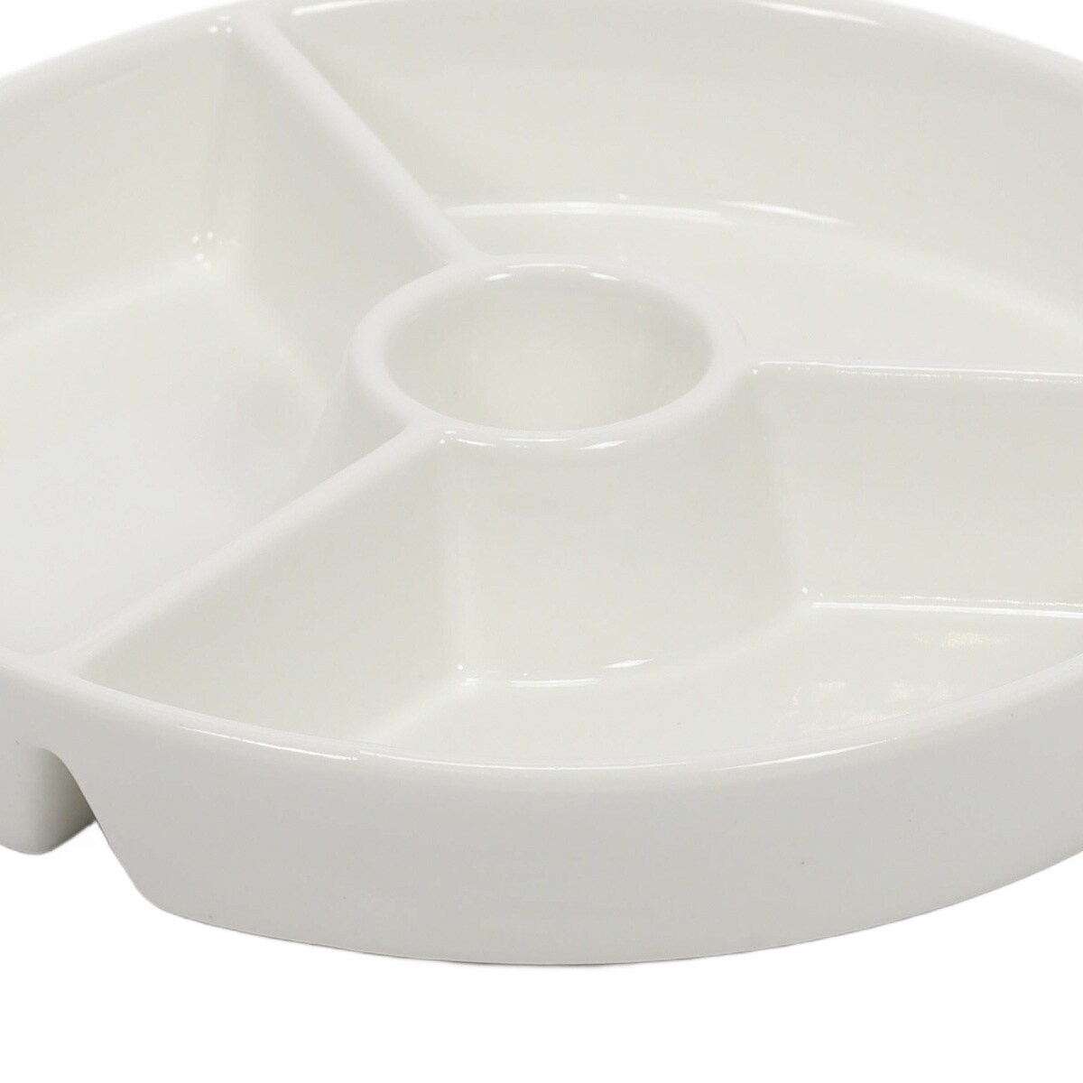 Okrągły półmisek do przekąsek z przegródkami i miescem na dip, Ø 19,5 cm