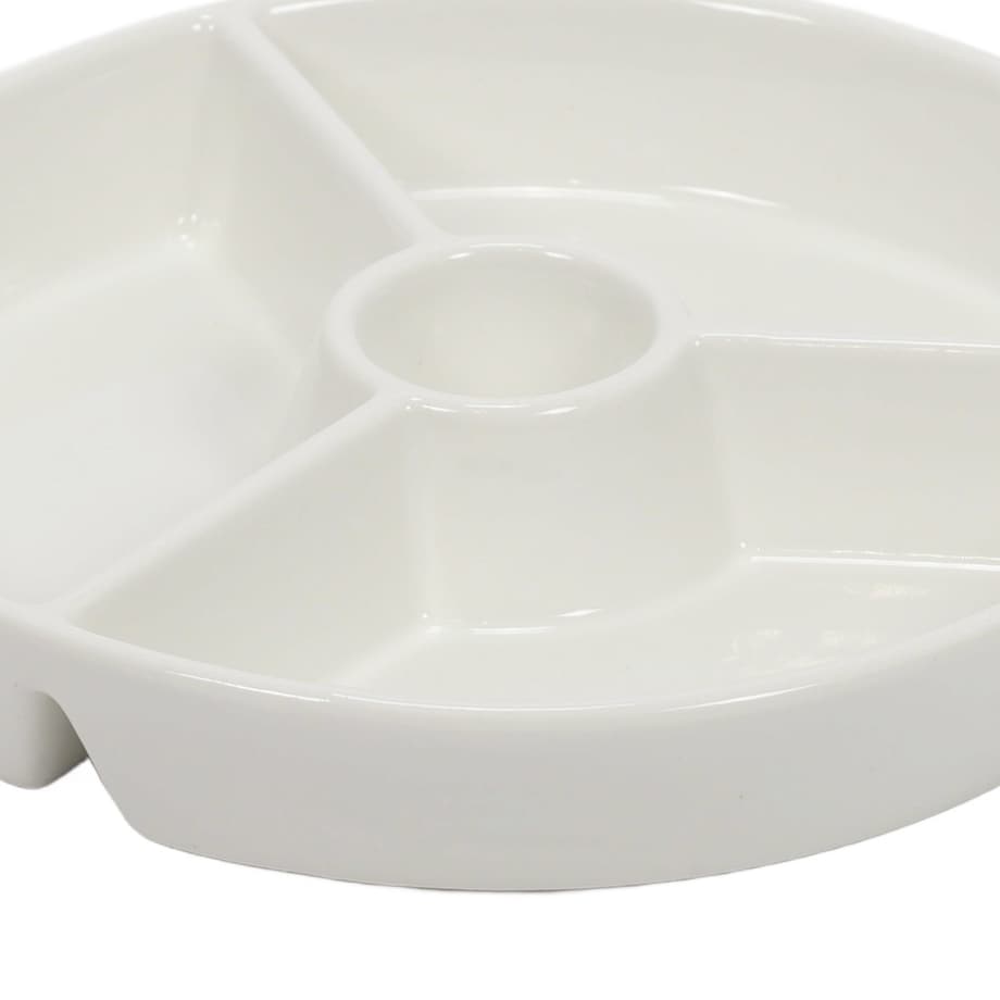 Okrągły półmisek do przekąsek z przegródkami i miescem na dip, Ø 19,5 cm