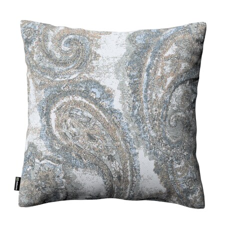 Poszewka Kinga na poduszkę 43x43 niebiesko-zielony paisley na kremowym tle