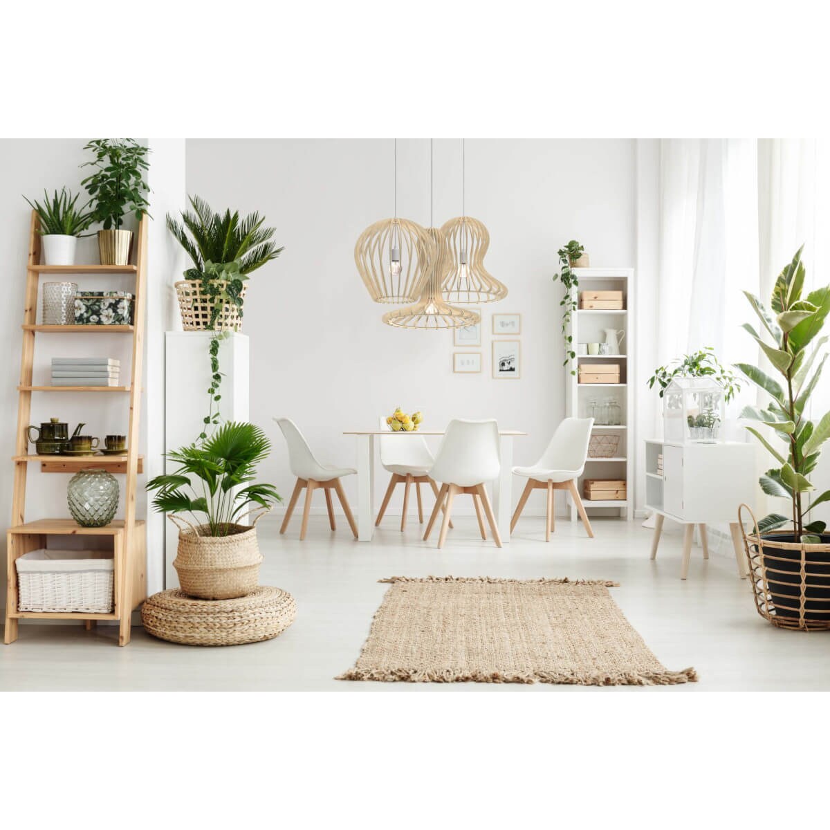 Skandynawska lampa wisząca Rina 5021 Amplex do salonu nad stół drewno czarna