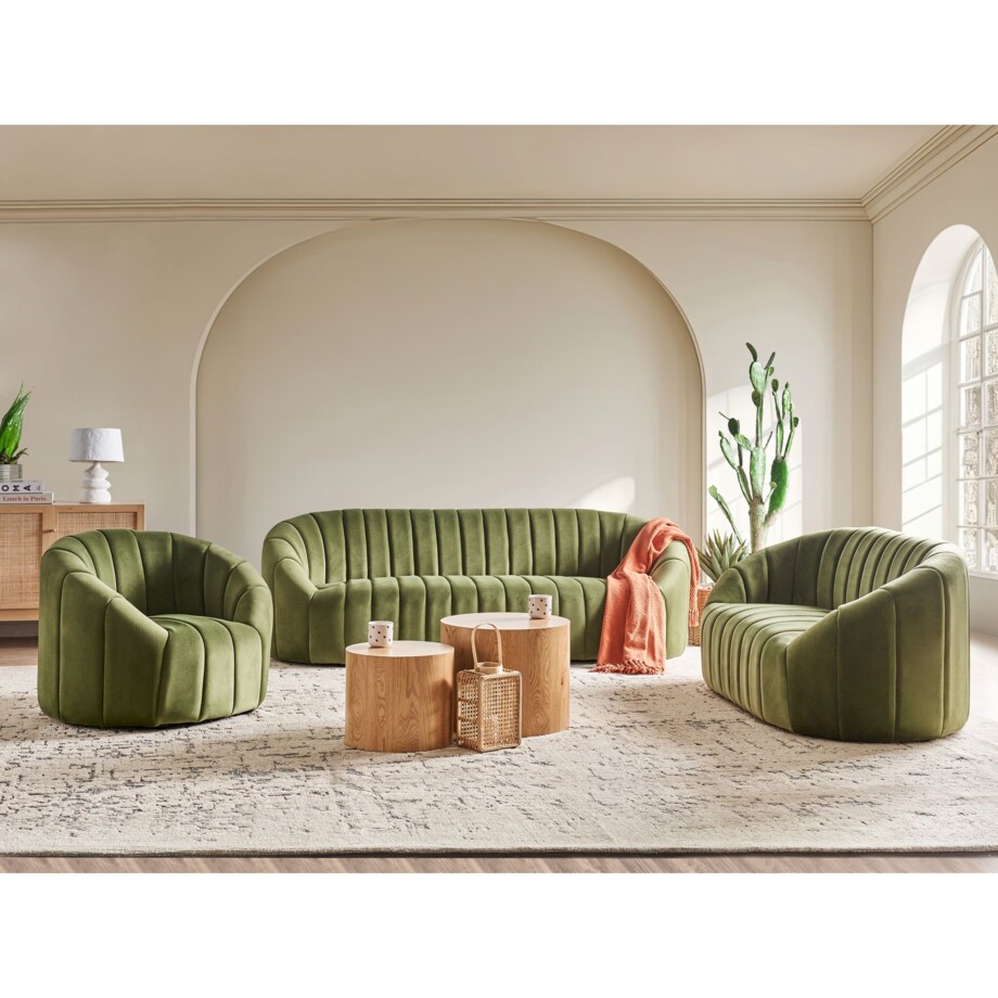 Sofa 3-osobowa welurowa zielona MALUNG