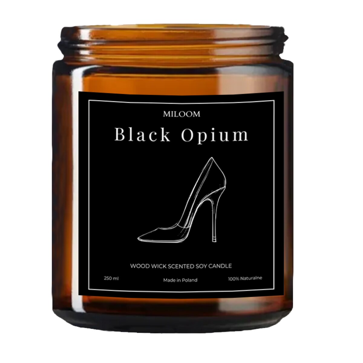 Świeca Sojowa Zapachowa z Drewnianym Knotem BLACK OPIUM 230 ml Miloom