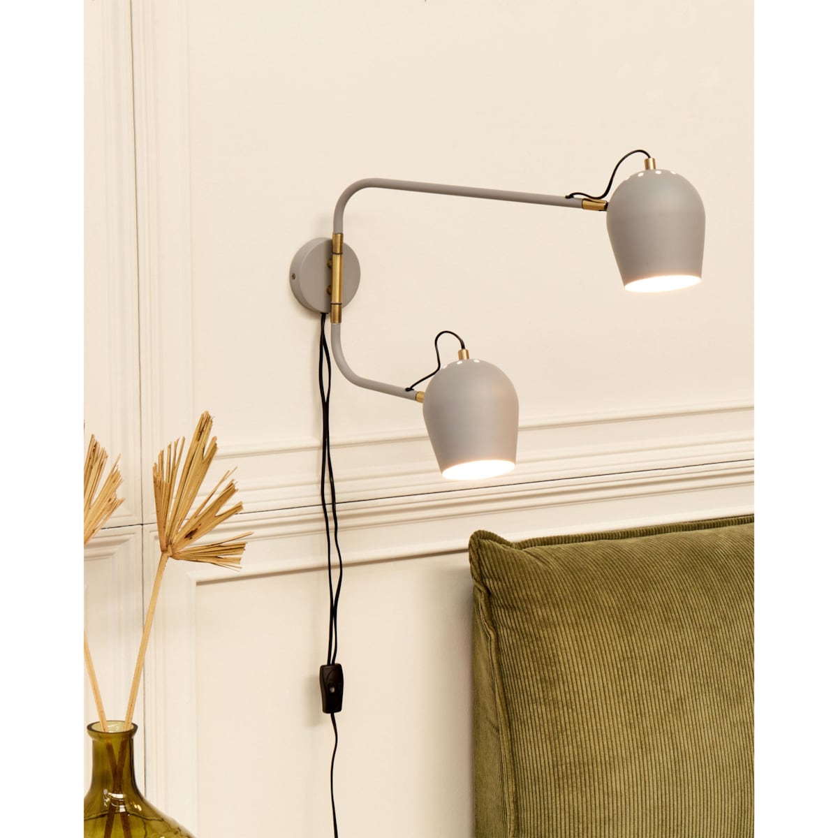 Lampa ścienna ESTRELLA Jasnoszary Metal Regulowana