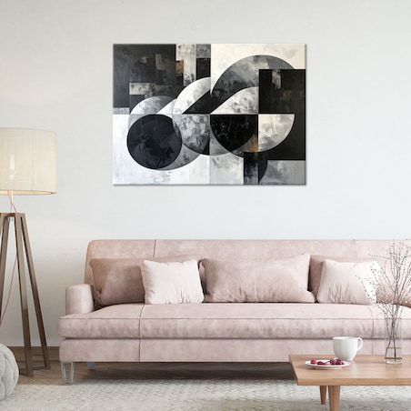 Obraz do salonu sypialni biura loftu, Abstrakcja koła kształty czarno biały