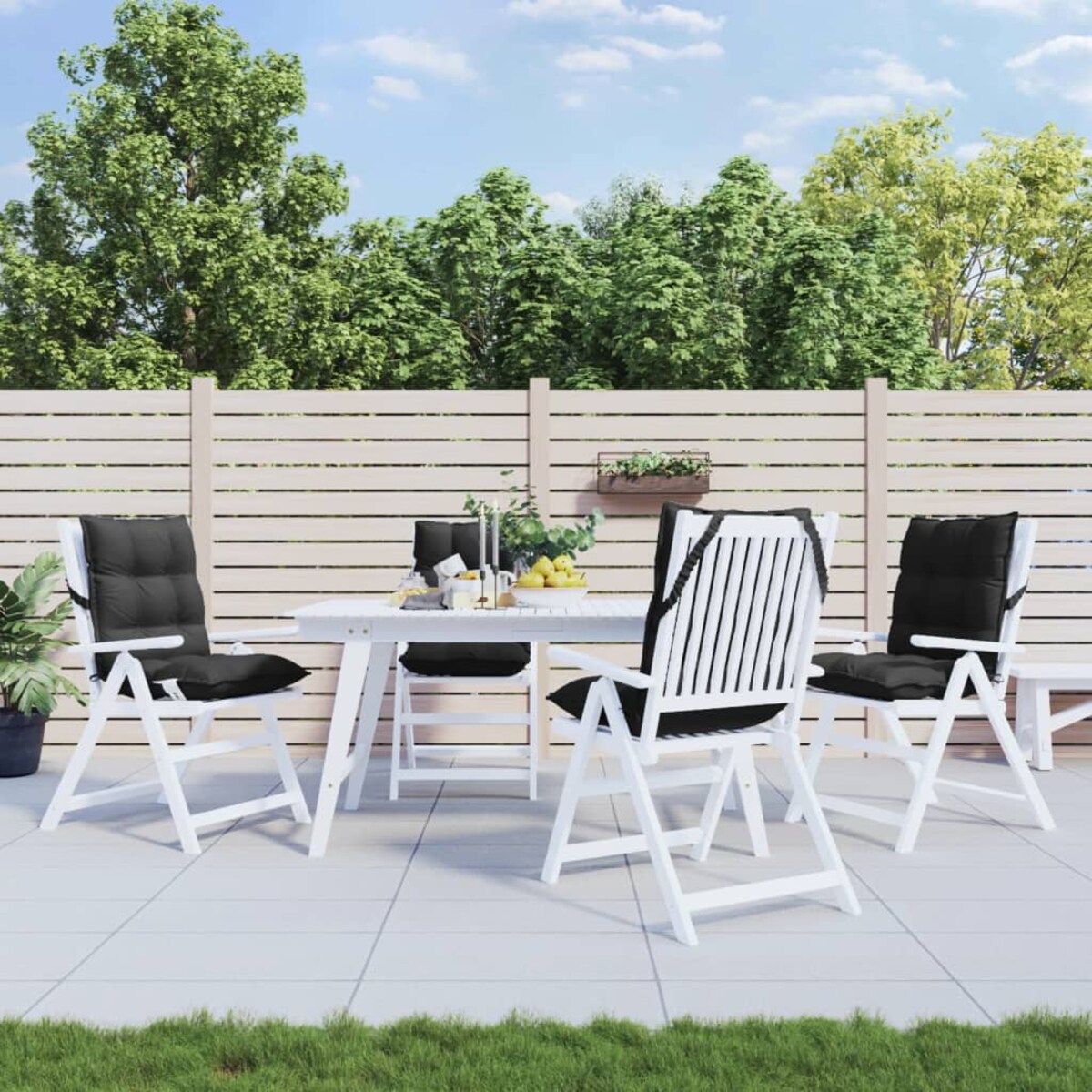 vidaXL Poduszki na krzesła z niskim oparciem, 4 szt., czarne