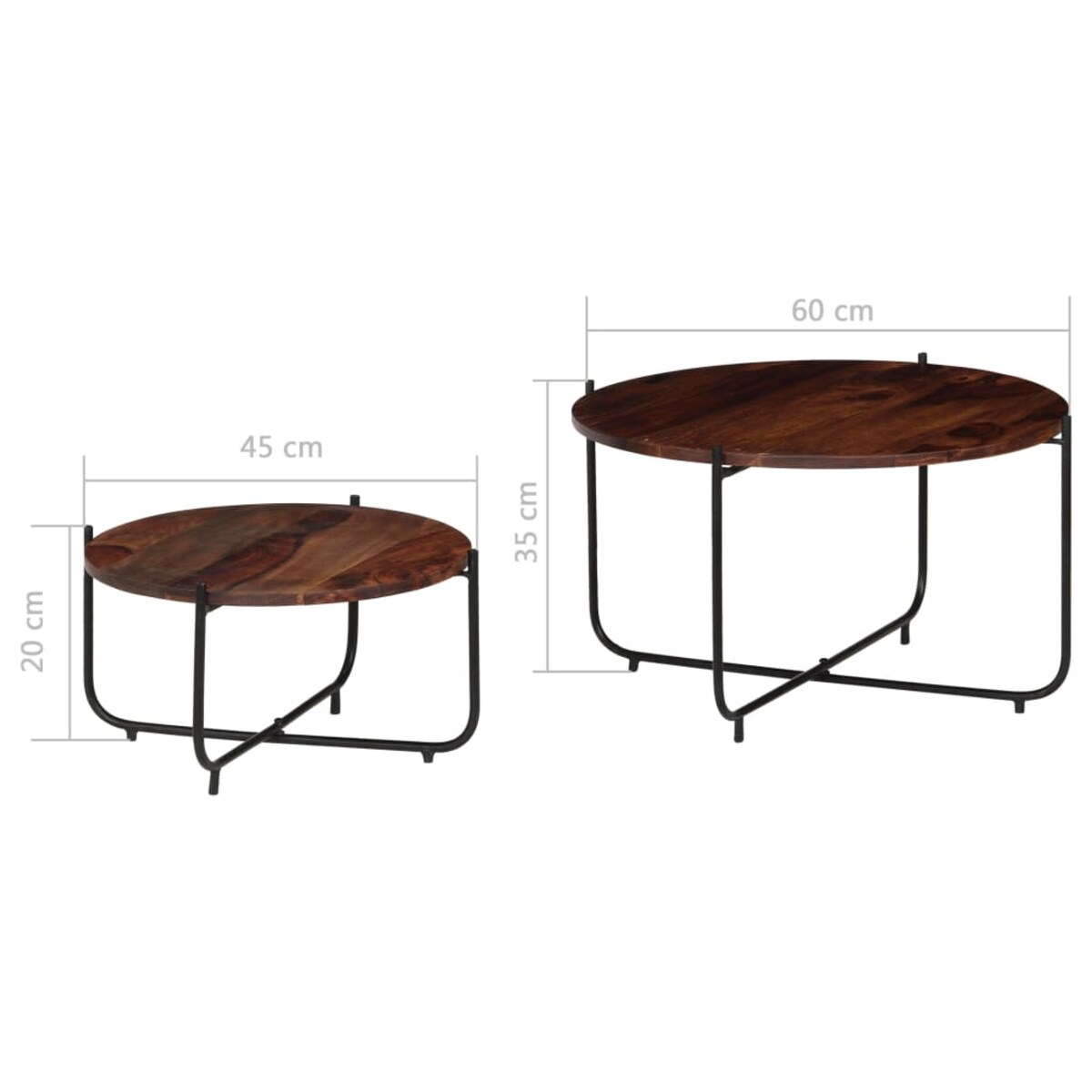 vidaXL Zestaw 2 stolików kawowych, lite drewno akacjowe, 60x35 cm