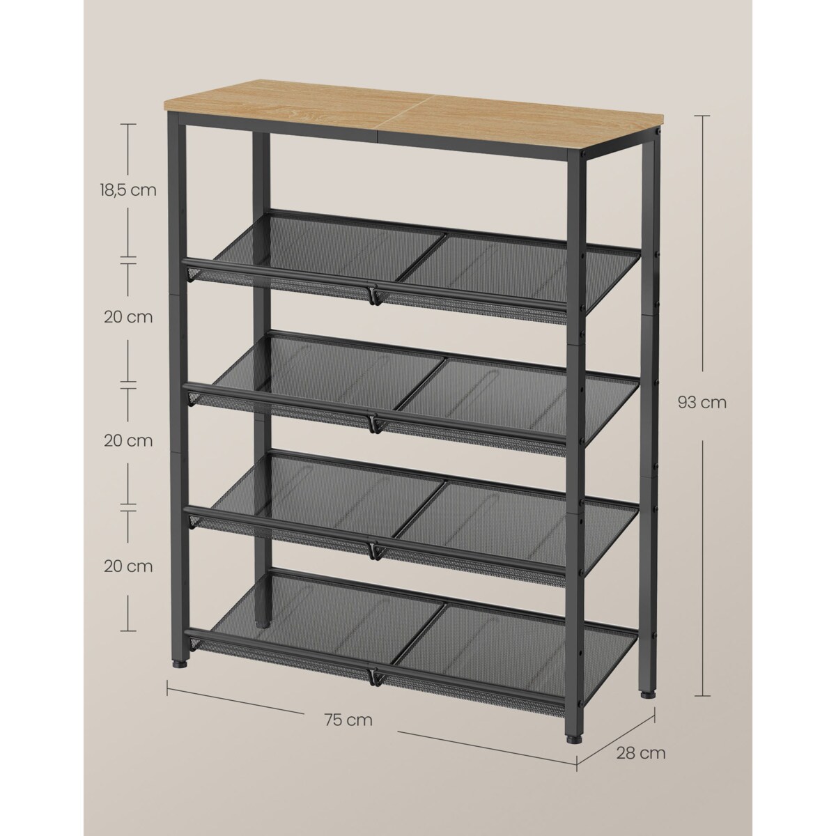 Szafka Na Buty 75X28X93 Cm Sonoma