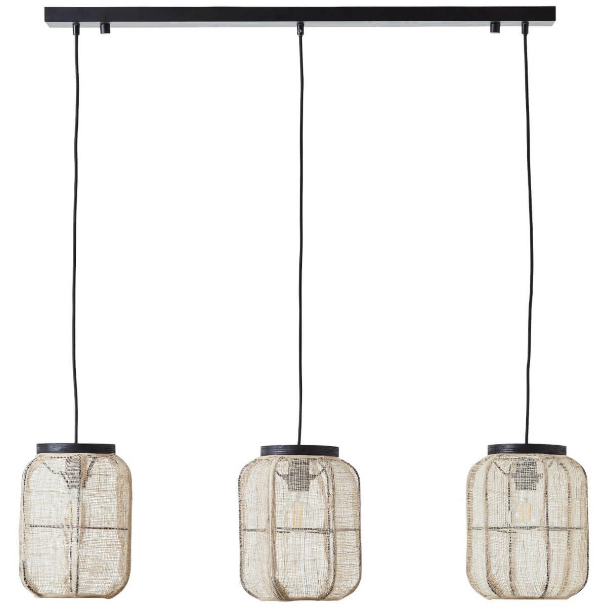Lampa wisząca tuby Tanah 99565/76 Brilliant potrójna boho beżowy czarny