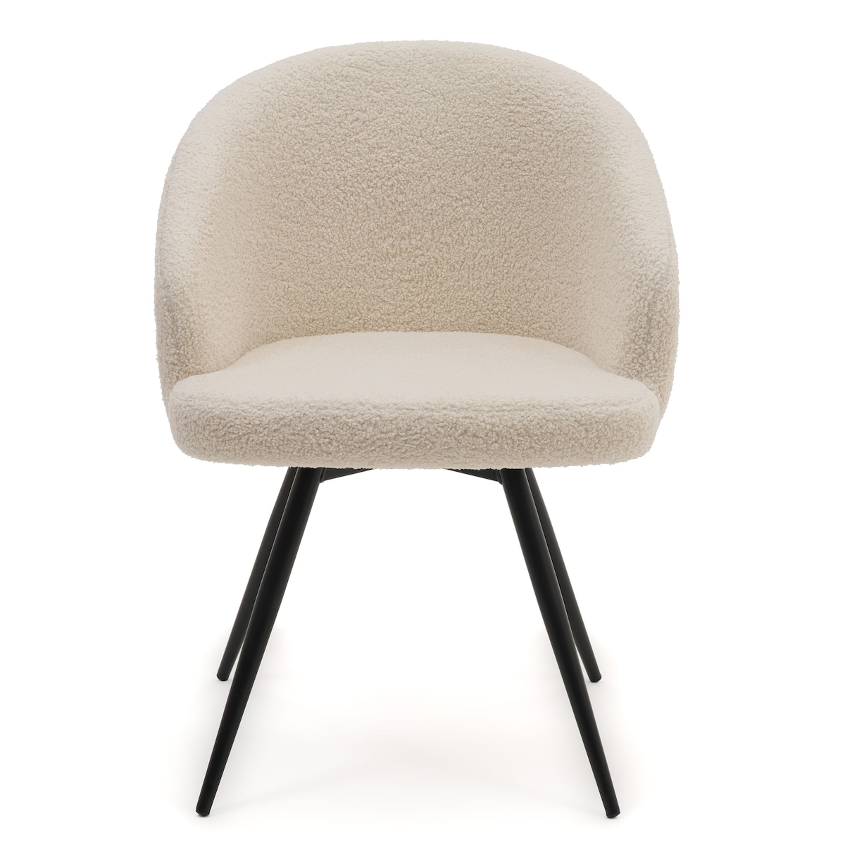 Krzesło tapicerowane obrotowe boucle teddy do salonu MODENA jasnobeżowe