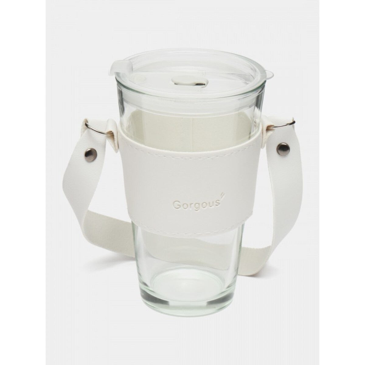 Kubek ze szkła na Kawę Herbatę ze słomką i zamknięciem 450 ML CUP09B