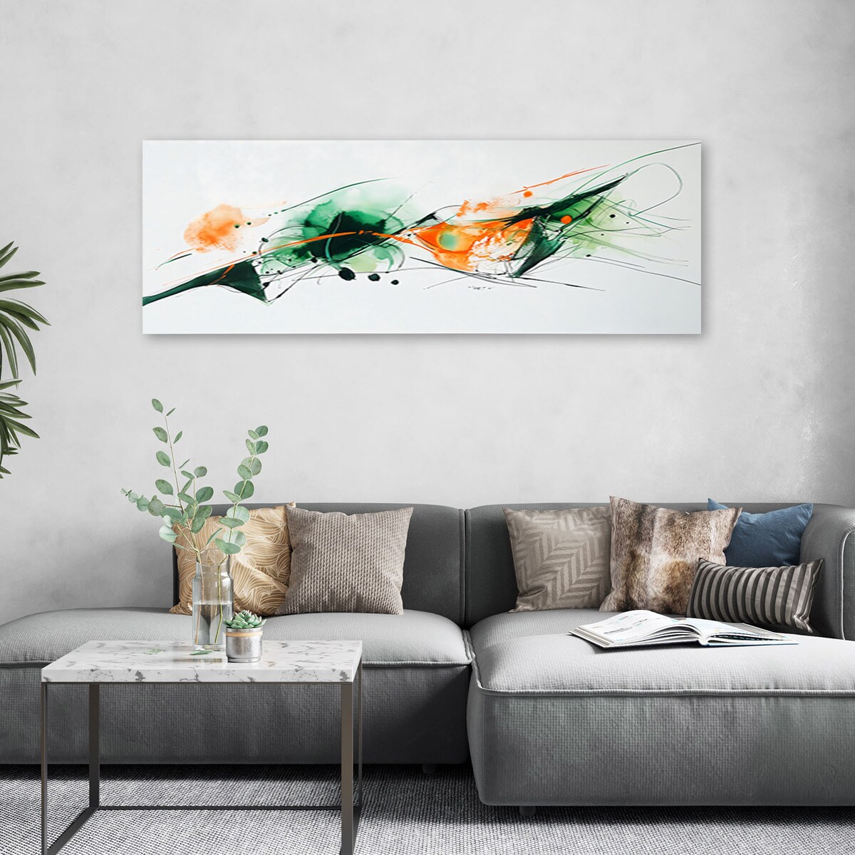 Feeby Obraz na płótnie, Abstrakcja Kolorowe Plamy Akwarela 120x40