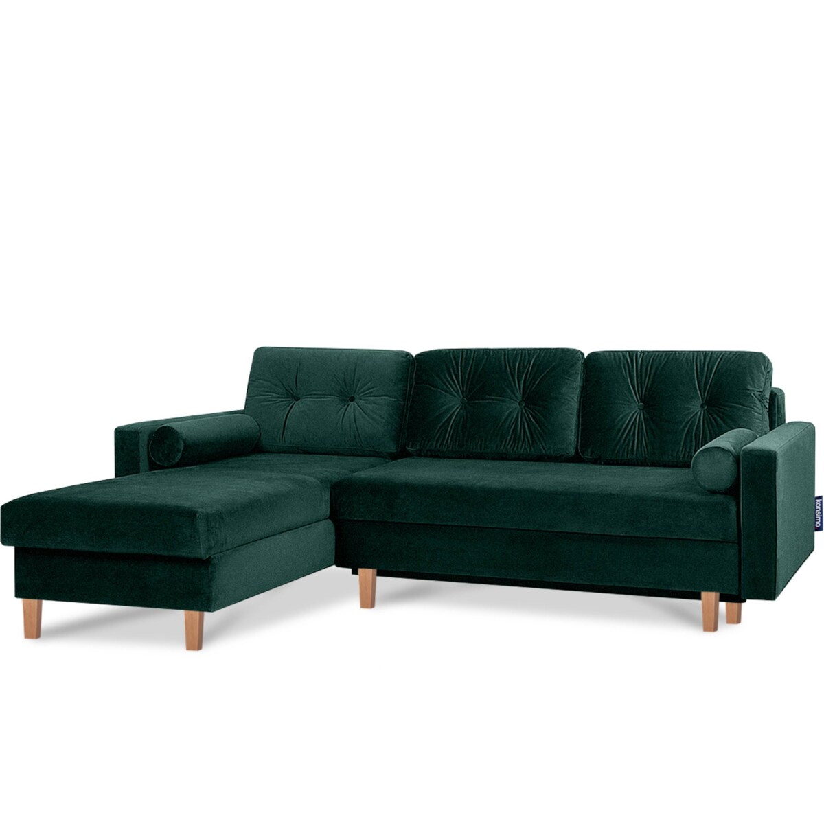 KONSIMO ERISO Narożnik welurowy w kolorze butelkowej zieleni do salonu