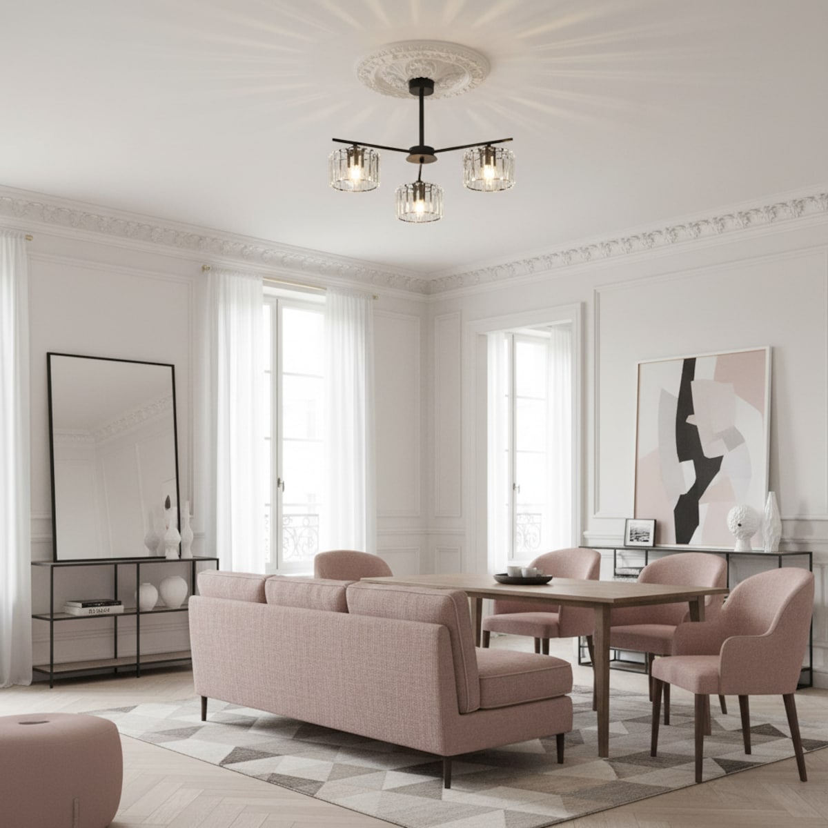 lampa sufitowa wisząca 3 punktowa edylit glamour do salonu