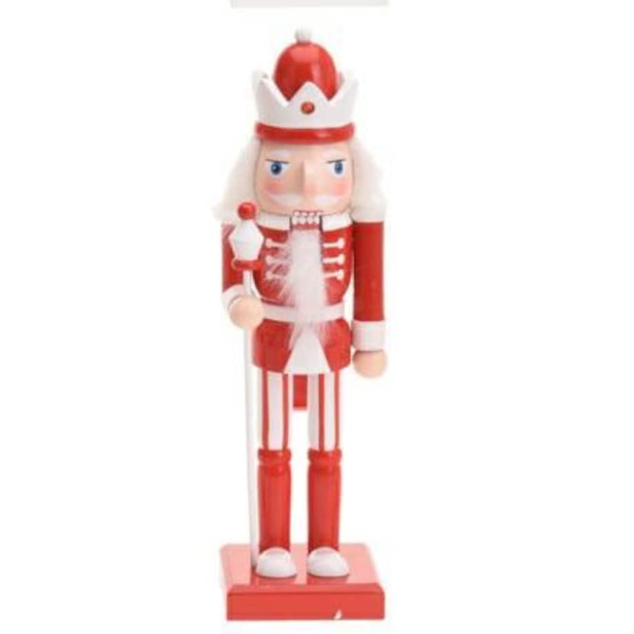 Figurka DZIADEK DO ORZECHÓW 25 cm czerwony w koronie