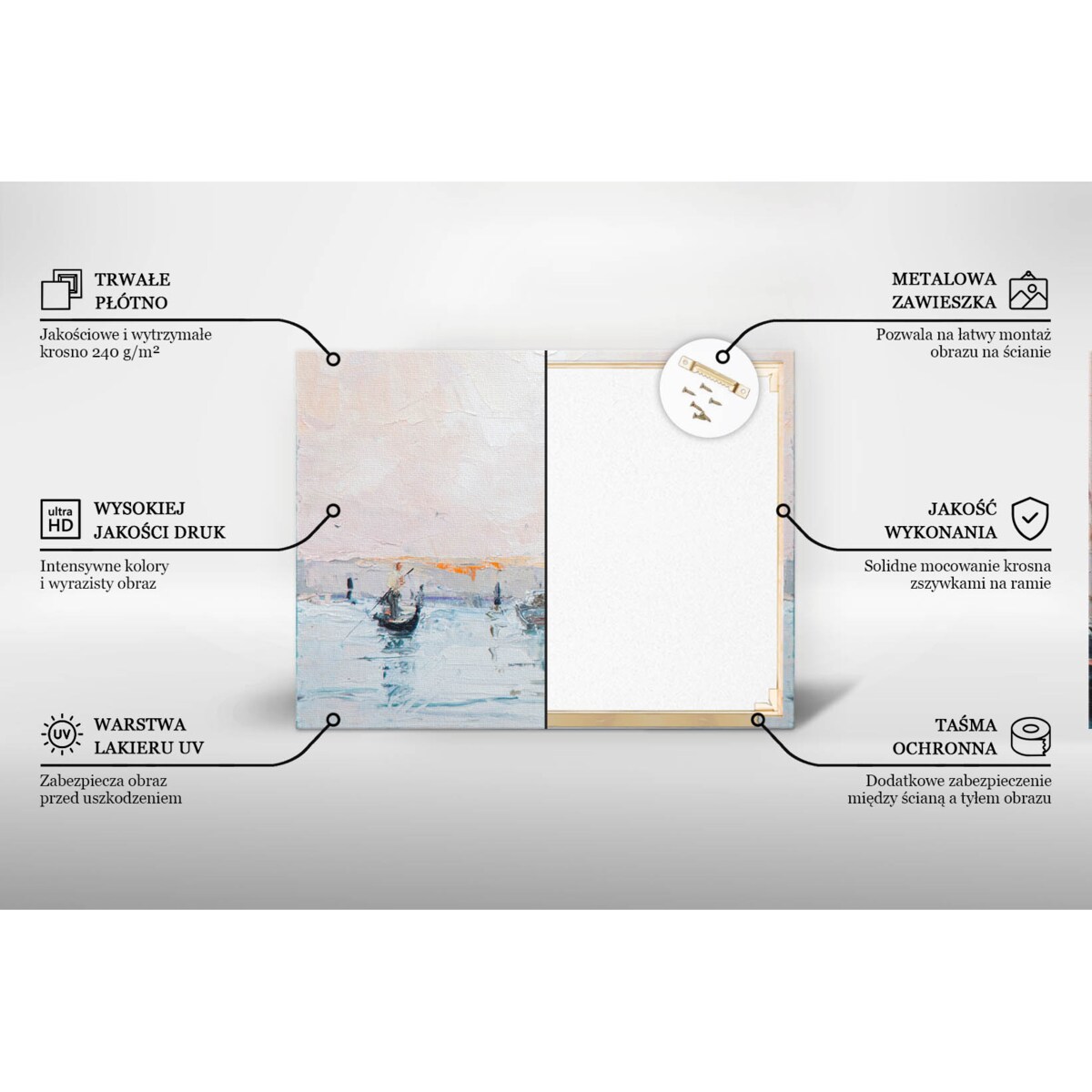 Obraz na płótnie Gondole w Wenecji, 125x50 cm