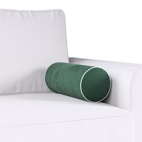 Poduszka wałek prosty z lamówką, ciemny zielony, Ø16 x 40 cm, Velvet
