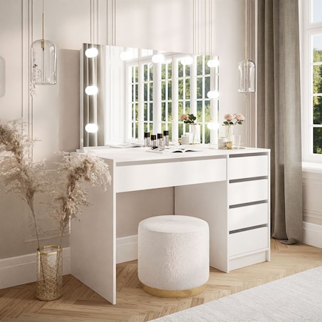 Toaletka MADA ELITE z lustrem i oświetleniem biały mat