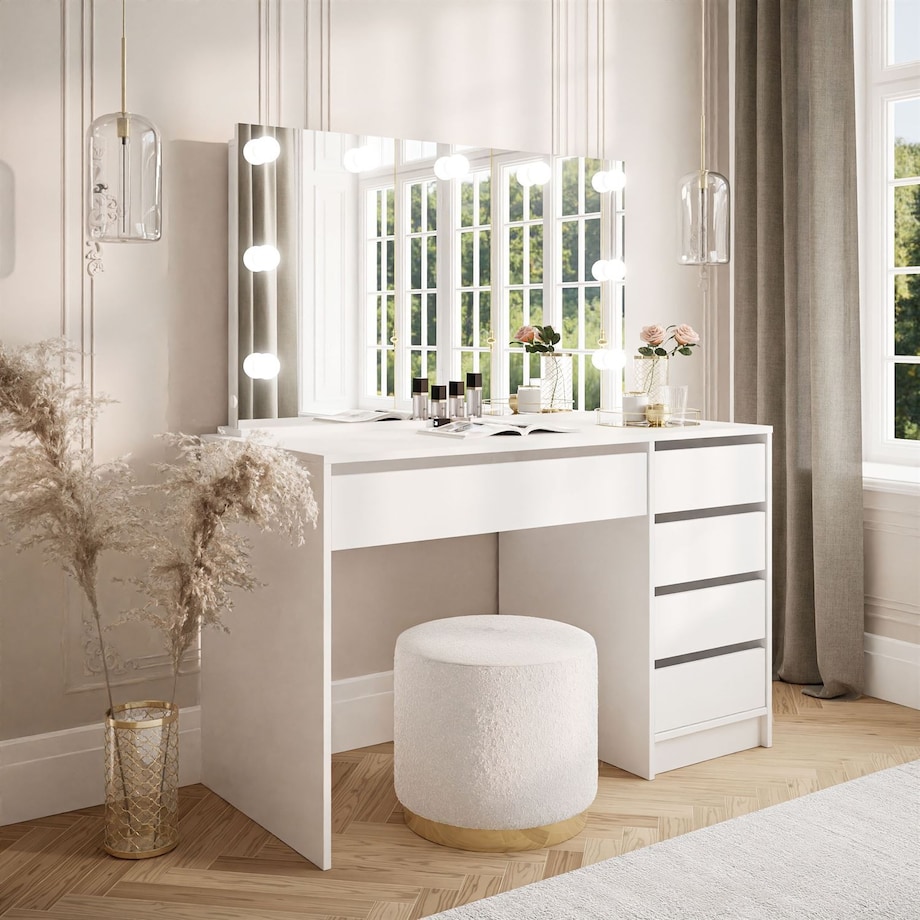 Toaletka MADA ELITE z lustrem i oświetleniem biały mat