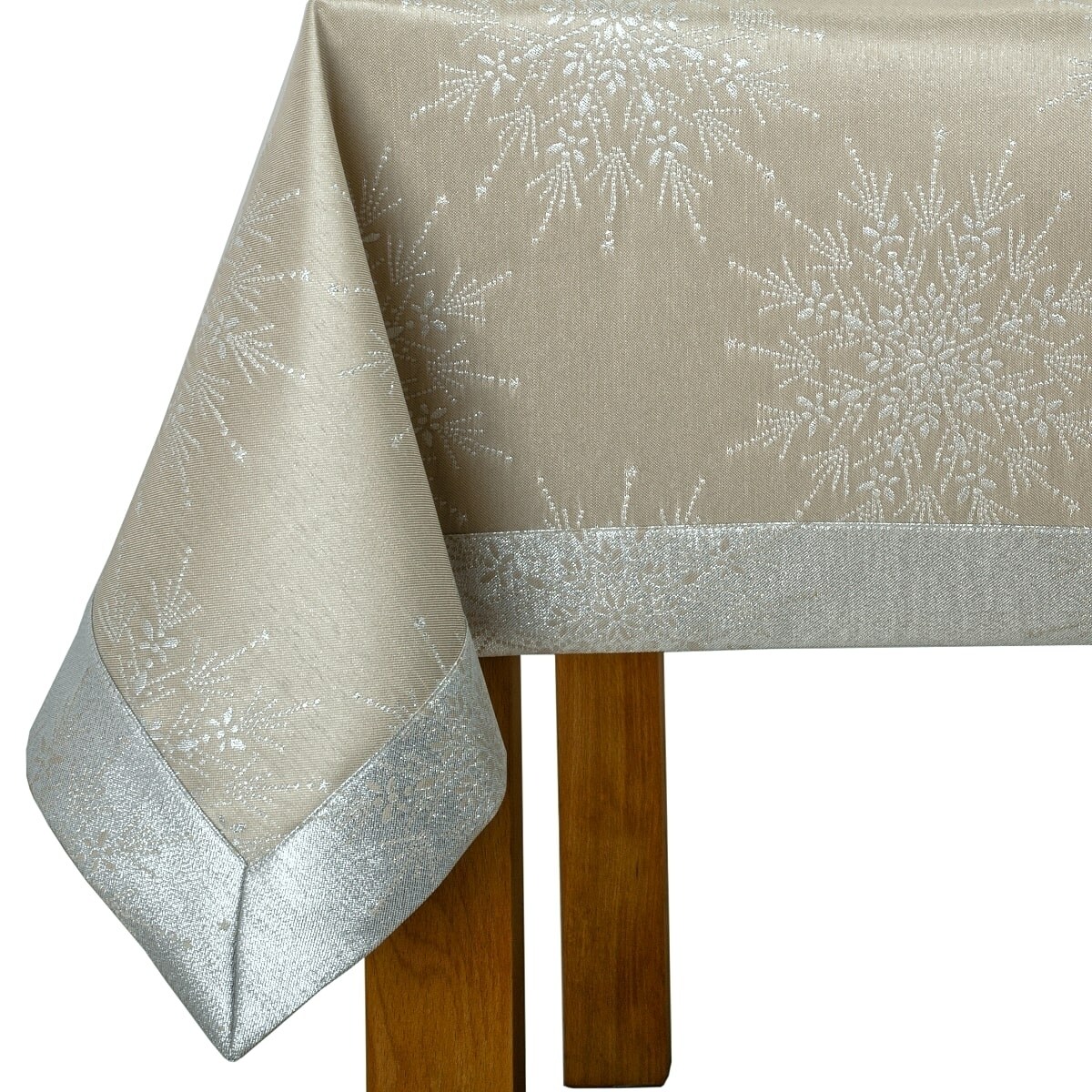 Obrus Śnieżynka beżowy - 120x180 cm - beżowy