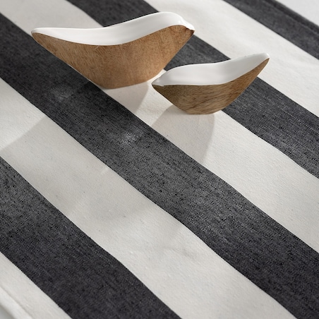 Bieżnik z falbaną 40x160 cm 40x160 biało-grafitowe pionowe pasy (5,5cm)