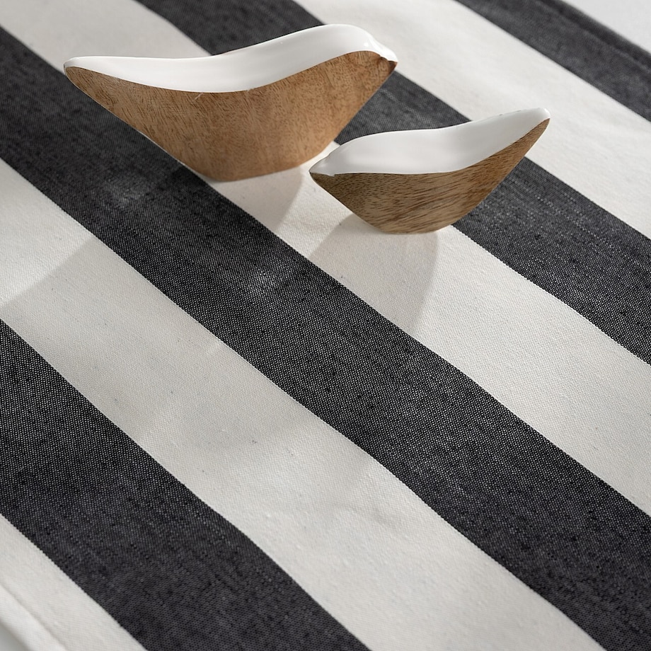 Bieżnik z falbaną 40x160 cm 40x160 biało-grafitowe pionowe pasy (5,5cm)