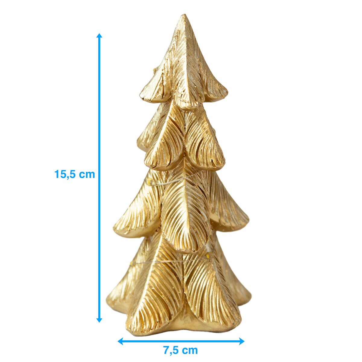 Choinka Led Złota Świecąca Figurka 15,5 Cm Ozdobna Dekoracja Świąteczna Na Baterie