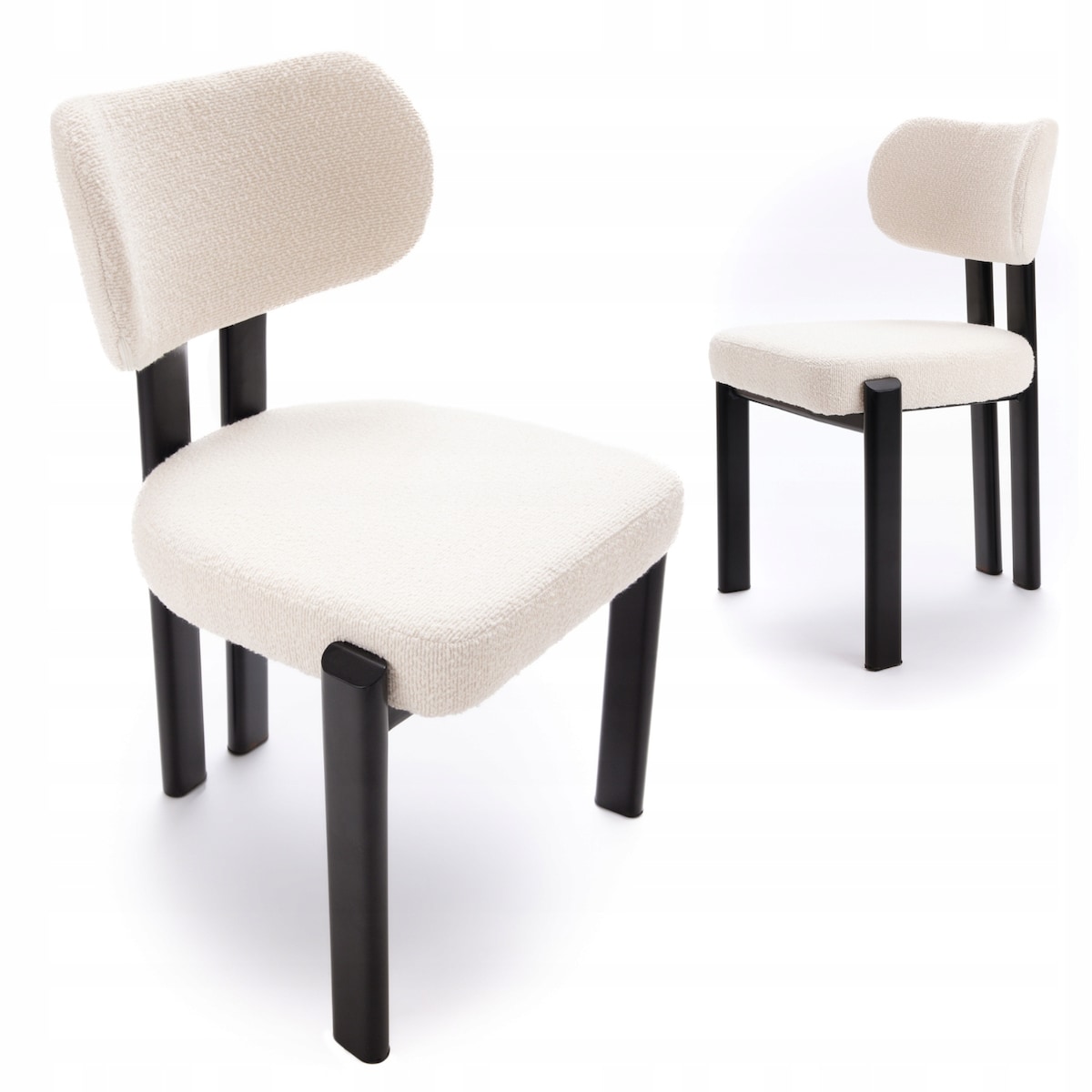 ZESTAW 2 SZTUK Krzesła LUNAR Biało-Czarne Tapicerowane Nowoczesne Loft