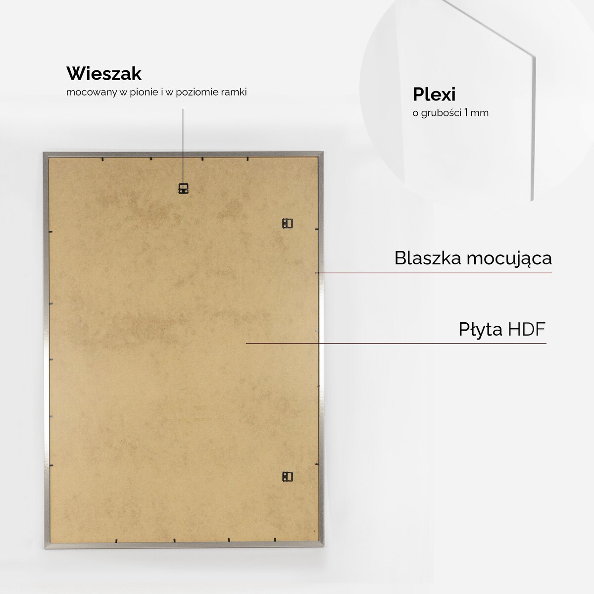 Ramka na zdjęcia z passe partout ramka 70x100 cm z okienkiem passe partout na zdjęcie 50x70 cm kolor srebrny FRAMAI®