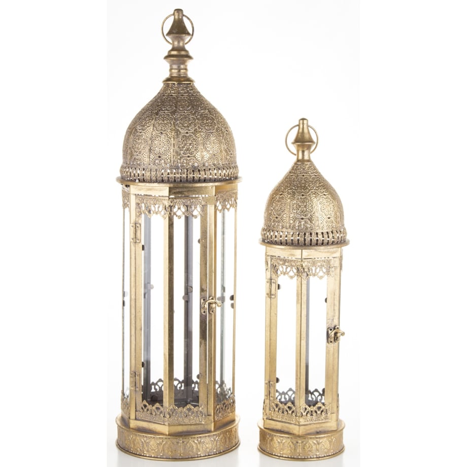 Lampion metalowy 2 szt. 76x21x21 i 58x14x14 cm CUPOLA-2