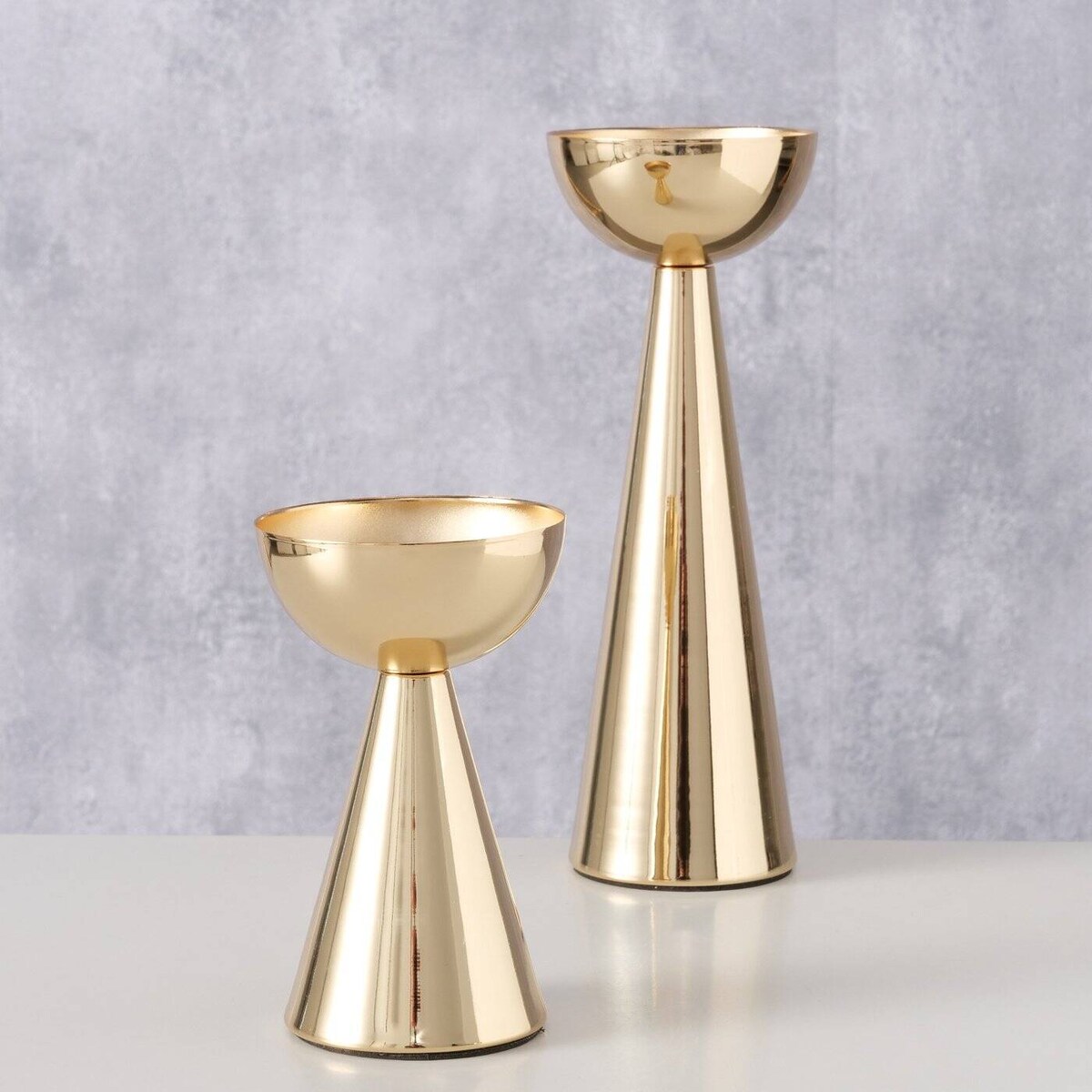 Złote świeczniki metalowe LUENA, 2 sztuki