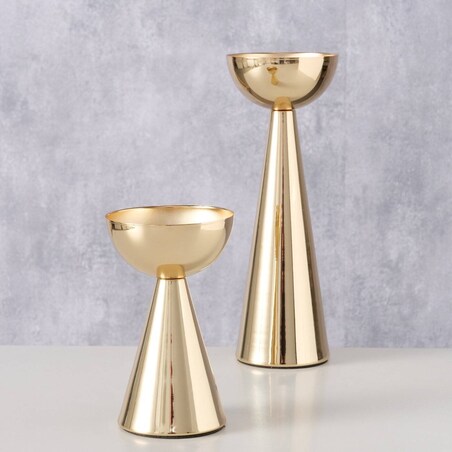 Złote świeczniki metalowe LUENA, 2 sztuki