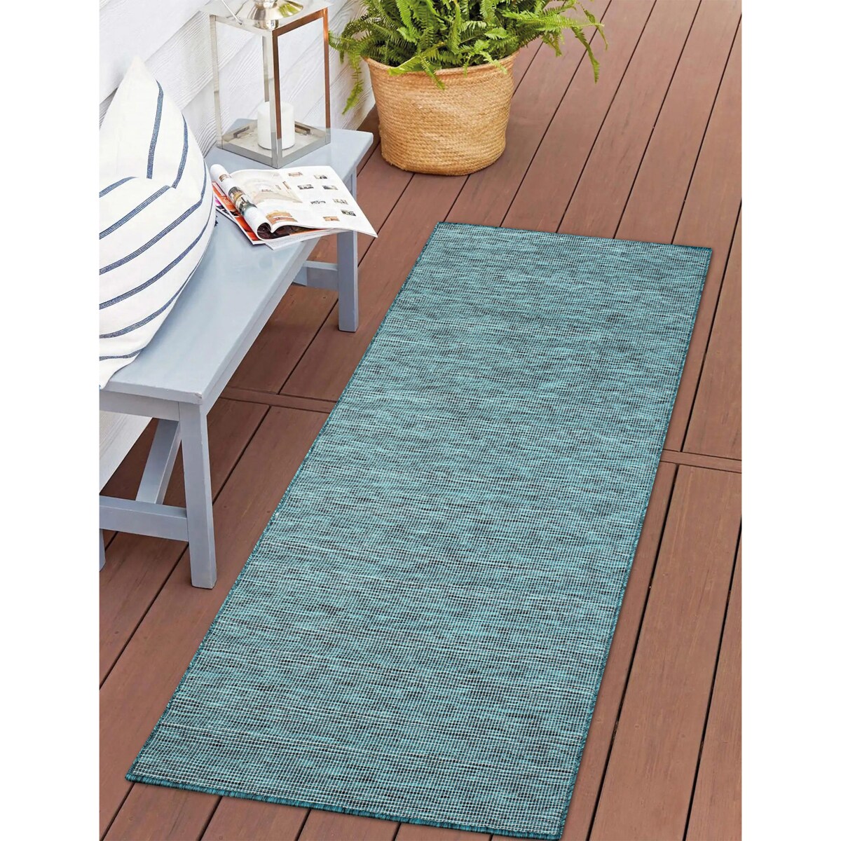 Dywan na zewnątrz i do wnętrz gładki Paloa 27780 Niebieski 120x170