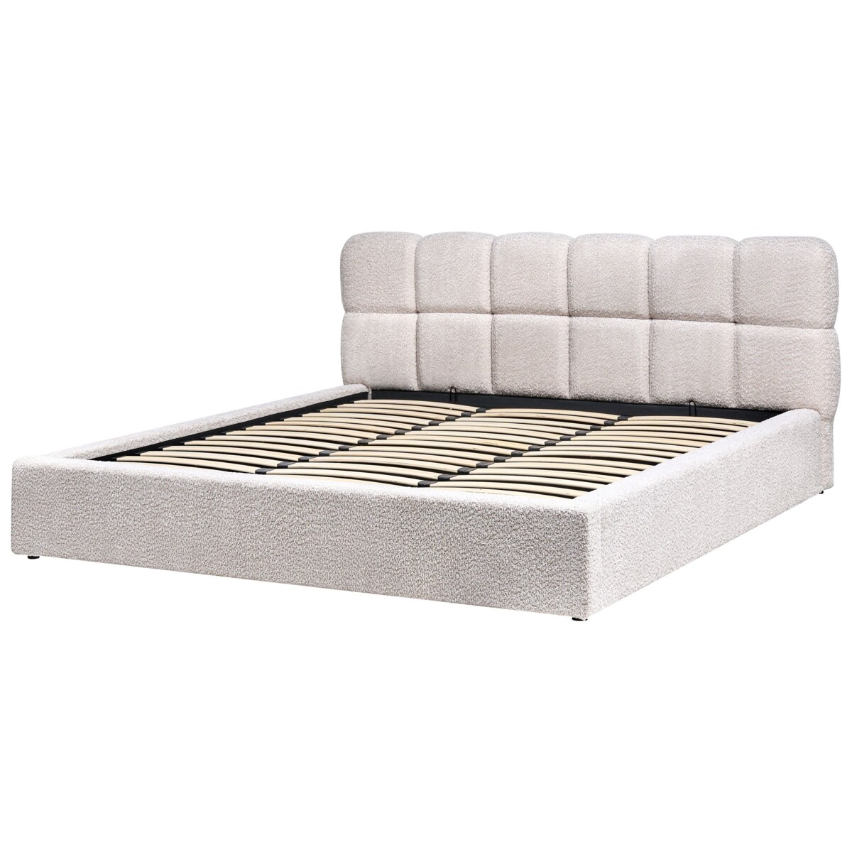 Łóżko z pojemnikiem Boucle BASTON 180 x 200 cm Jasnobeżowy