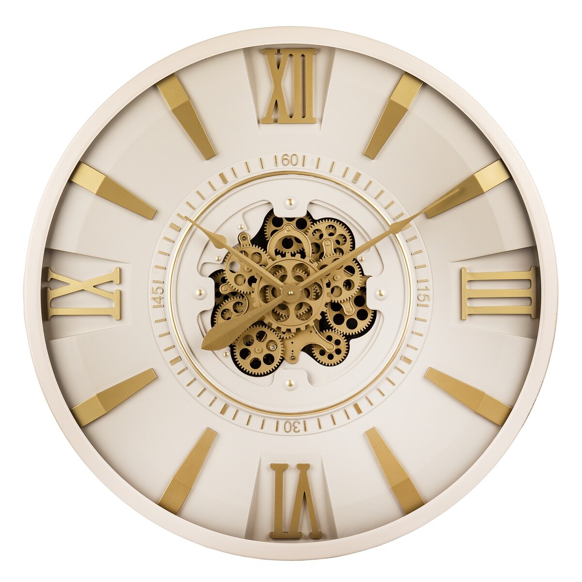 Zegar ścienny metalowy 80x80x10,5 cm OROGLIO biało-złoty