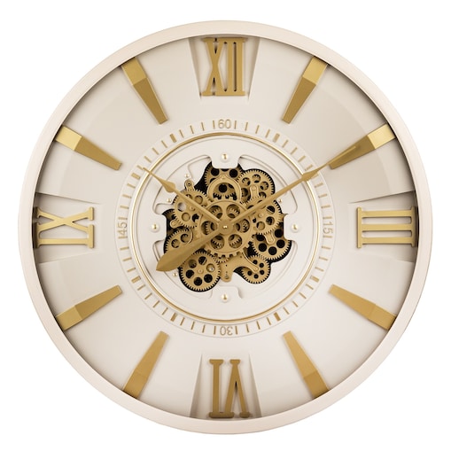 Zegar ścienny metalowy 80x80x10,5 cm OROGLIO biało-złoty