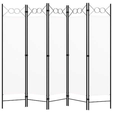 vidaXL Parawan 5-panelowy, biały, 200 x 180 cm