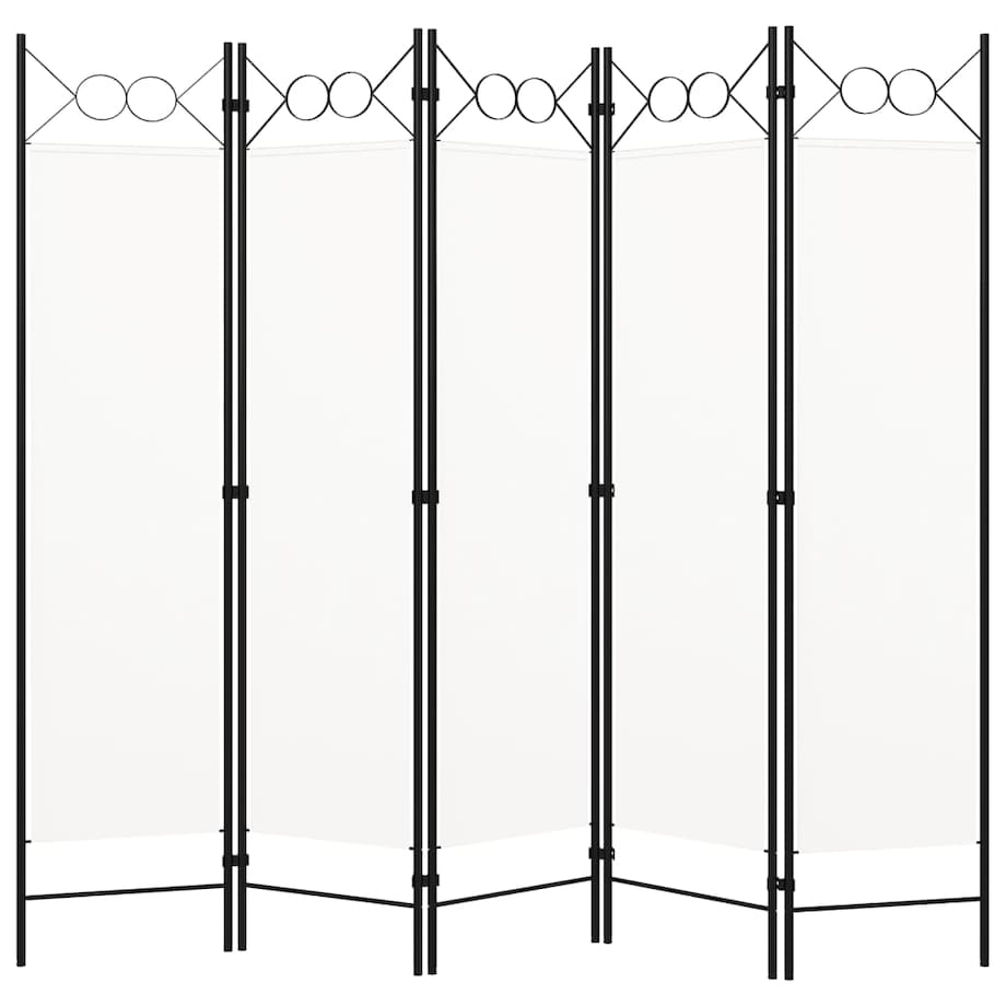 vidaXL Parawan 5-panelowy, biały, 200 x 180 cm