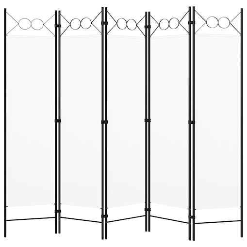 vidaXL Parawan 5-panelowy, biały, 200 x 180 cm