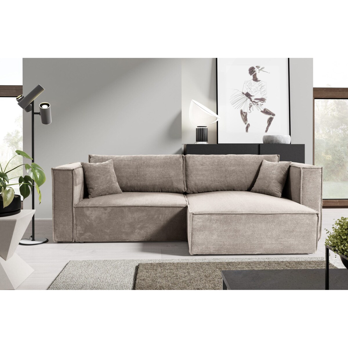 Narożnik KEYMON z funkcją spania sztruks Kolor: POSO 02