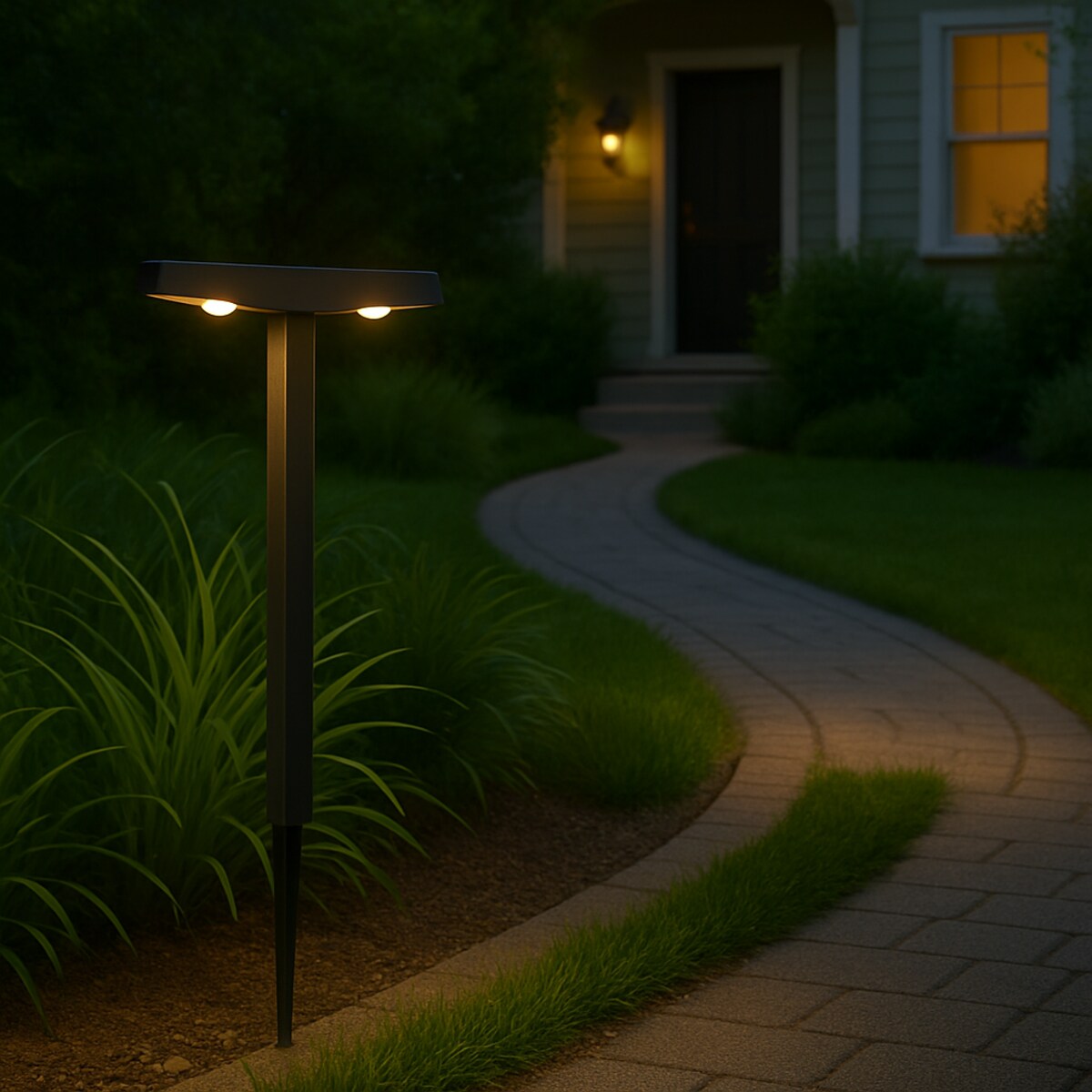 Lampa Solarna 2 Led Do Ogrodu Wbijana Dekoracja Ogrodowa Czujnik Zmierzchu