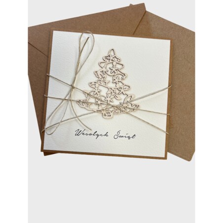 Stylowa ręcznie robiona kartka świąteczna na Boże Narodzenie choinka 2