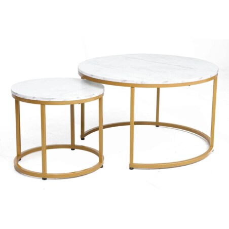 Zestaw 2 ław DION biały/złoty