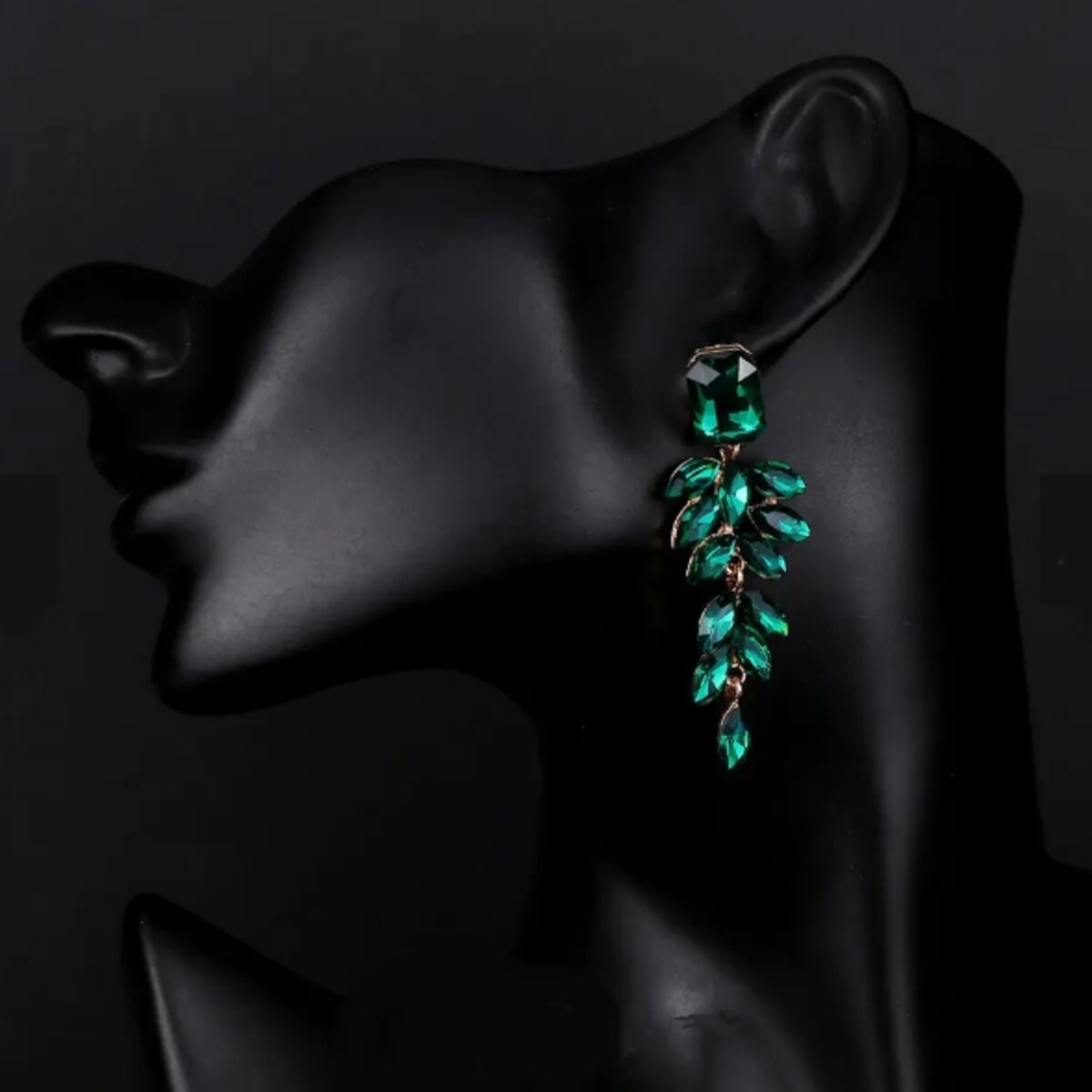 Kolczyki zielone złote wieczorowe piękne