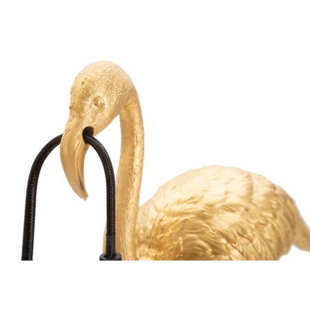 Lampa stołowa Flamingo, kolor złoty, żywica syntetyczna, 13 x 11,5 x 39,5 cm, 1 x E27, do salonu i sypialni, Mauro Ferretti