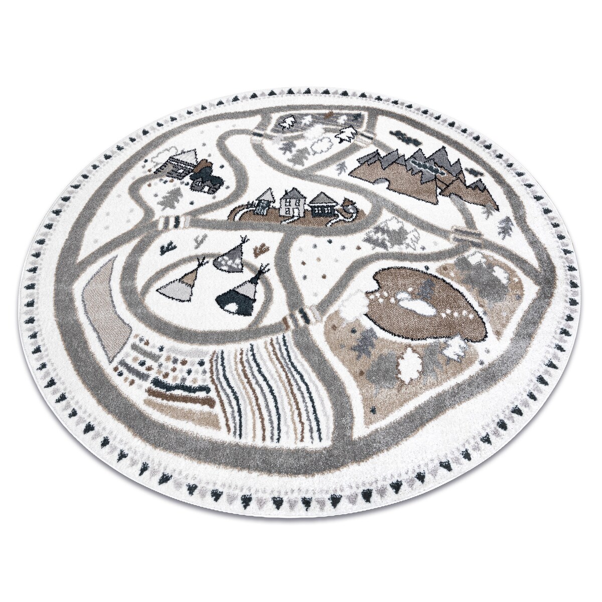 Dywan FUN Land dla dzieci, wioska, uliczki, koło 140 cm