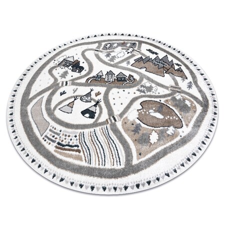 Dywan FUN Land dla dzieci, wioska, uliczki, koło 140 cm